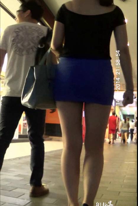 [街拍客视频]jx0392 蓝色包臀紧身超短裙少妇