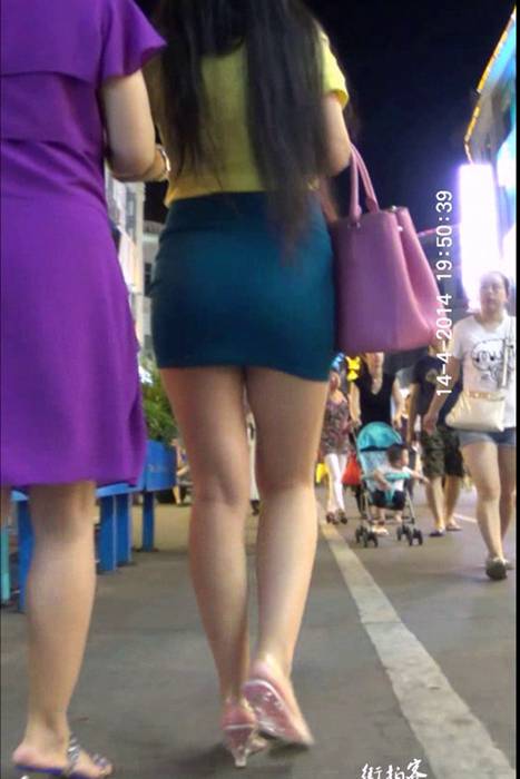 [街拍客视频]jx0398 性感蓝色包臀裙美腿MM